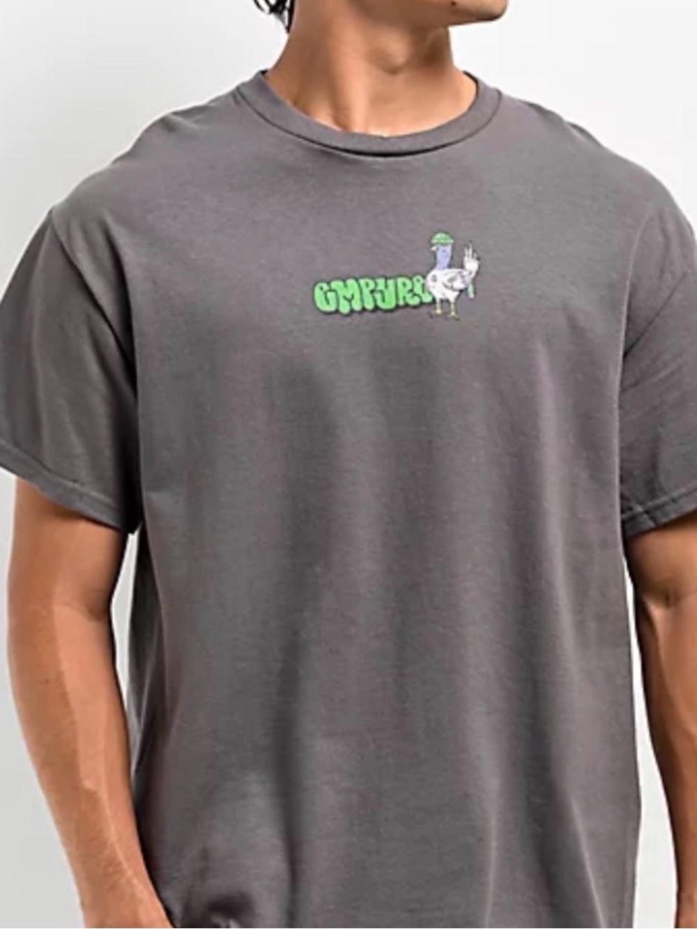 Empyre Gray Graphic Crewneck T-Shirt with Green Logo